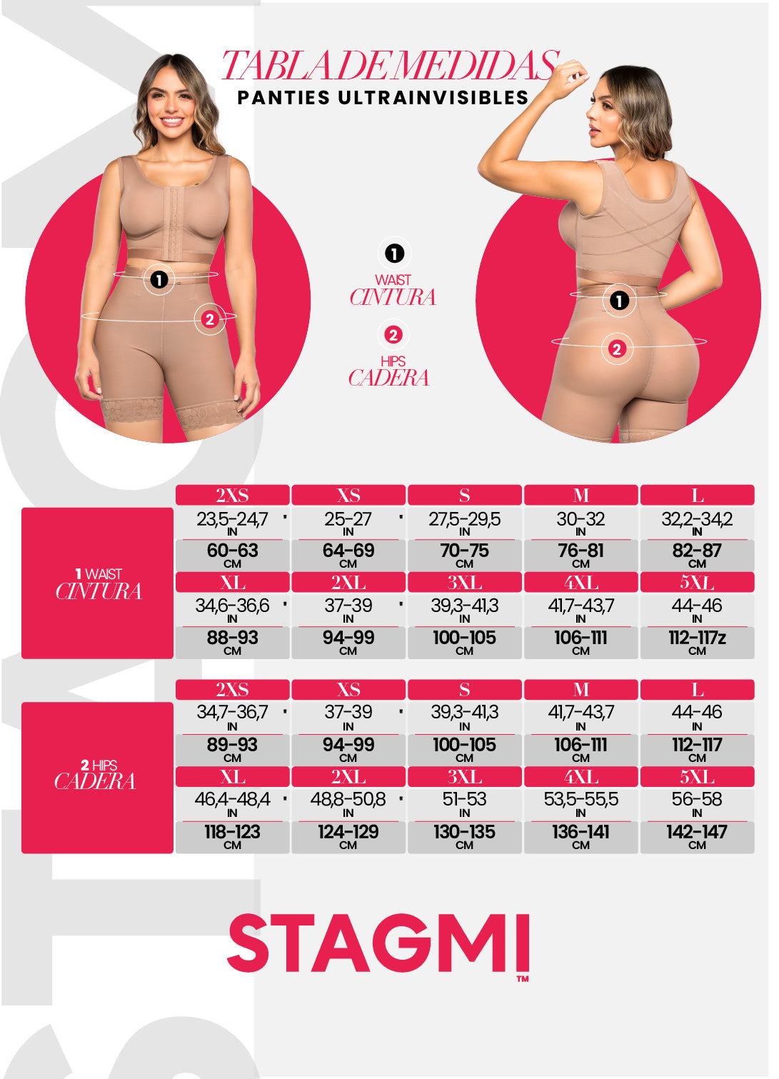 '- Panty SMI04024 Ultrainvisible con triple realce y talle medio
- Vista posterior del panty moldeador media pierna SMI04024
- Detalle de encaje en piernas y compresión abdominal del SMI04024