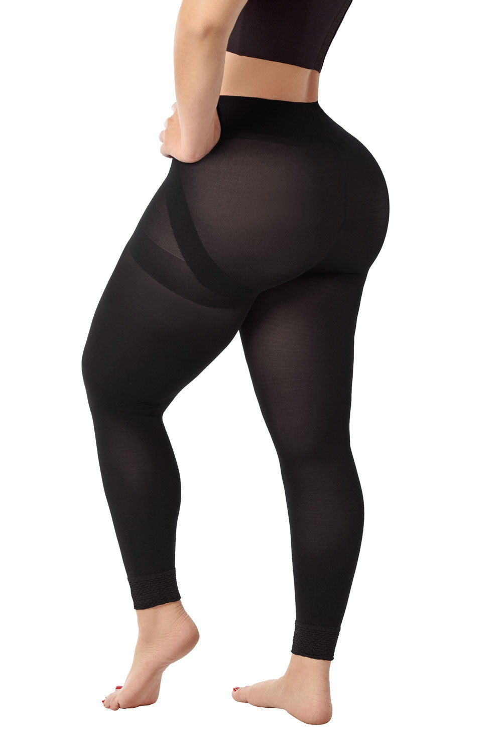 '- Panty media negra SMI04015 elegante segunda piel
- Vista frontal pantymedia negra traslúcida
- Detalle panty media efecto lifting extra