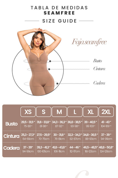 '- Body faja invisible SMI7148 con tirantes ajustables
- Vista lateral mostrando compresión en abdomen y muslos
- Diseño de espalda escotada para escotes profundos