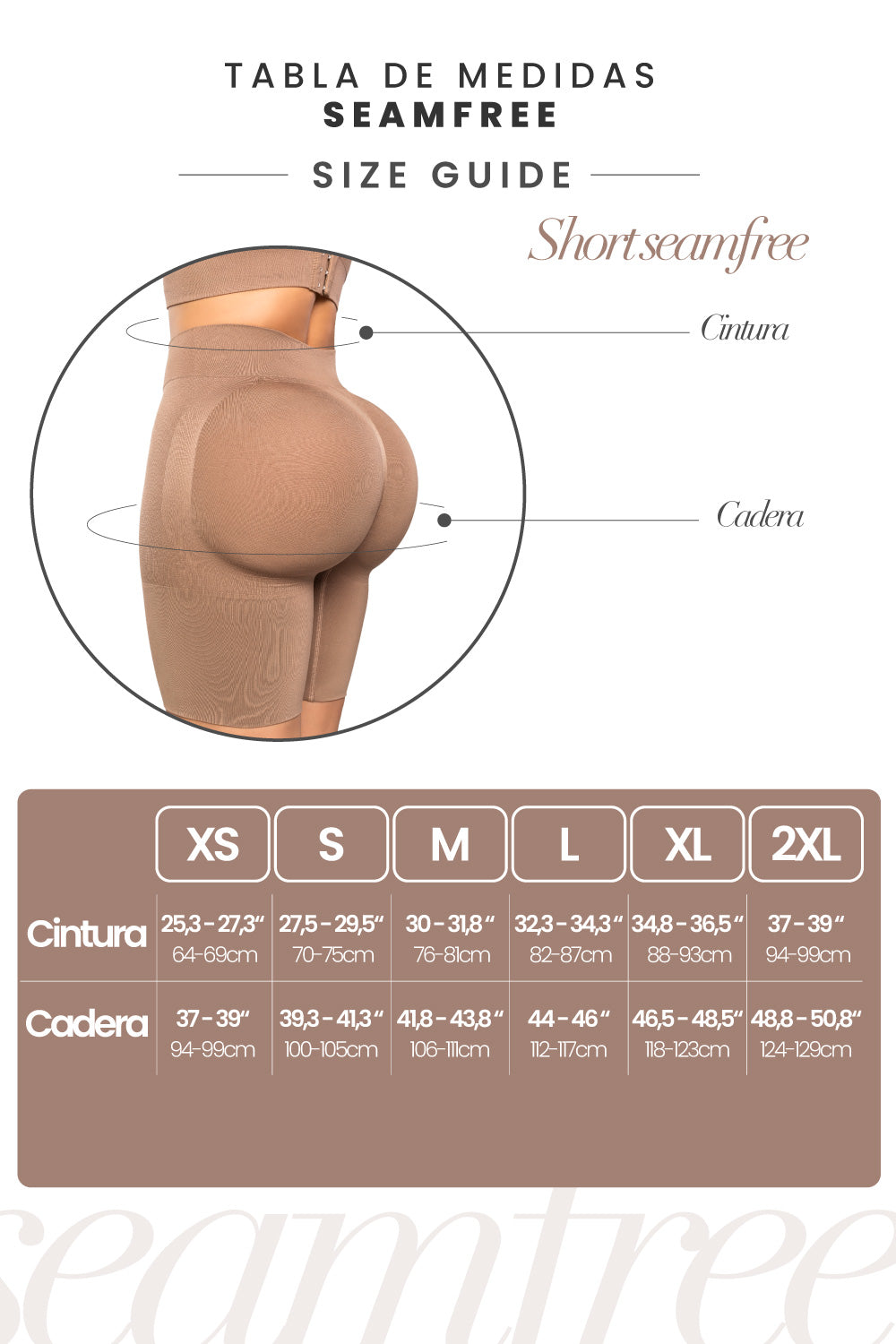 '- Short moldeador invisible SMI04052 con cintura alta
- Diseño Seamfree con compresión media en abdomen
- Efecto lifting natural en la parte posterior
