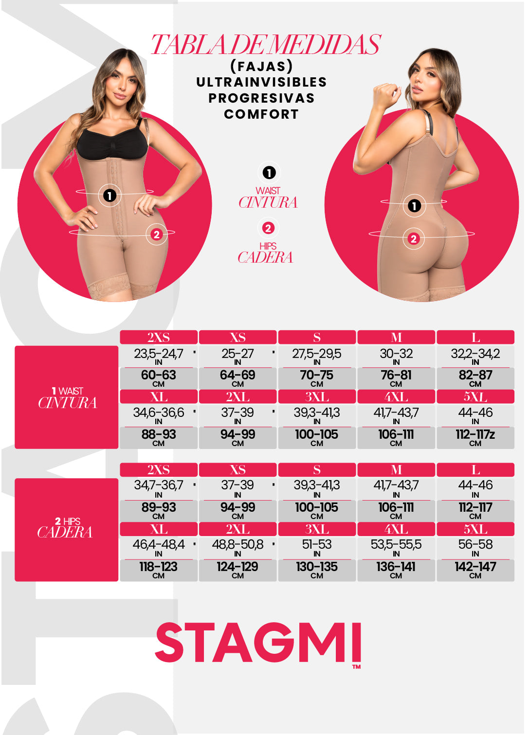 '- Faja SMI7167 corta con efecto lifting y encaje siliconado
- Vista frontal con tres niveles de abrochadura
- Diseño posterior invisible con panty de regalo incluido